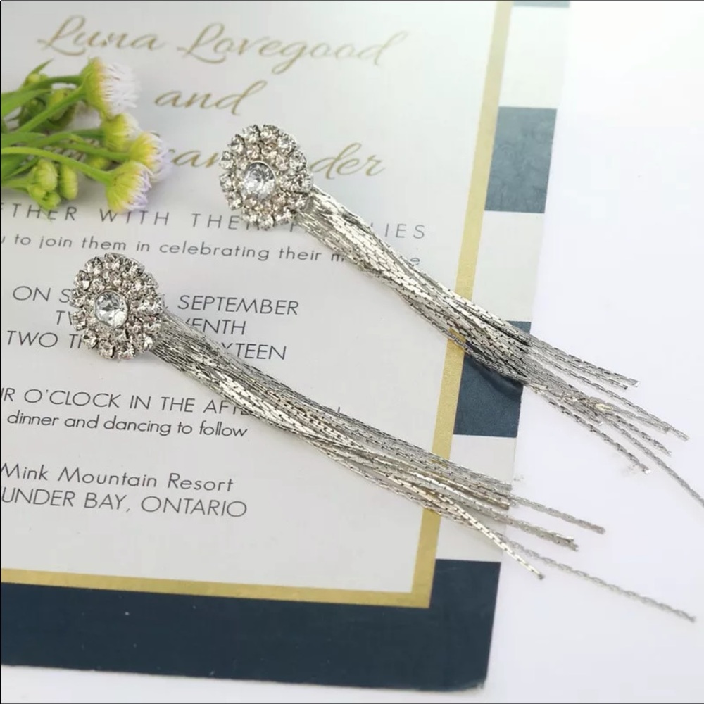 New 925 Sterling Silver Long Tassel Earrings - Picture 5 of 11